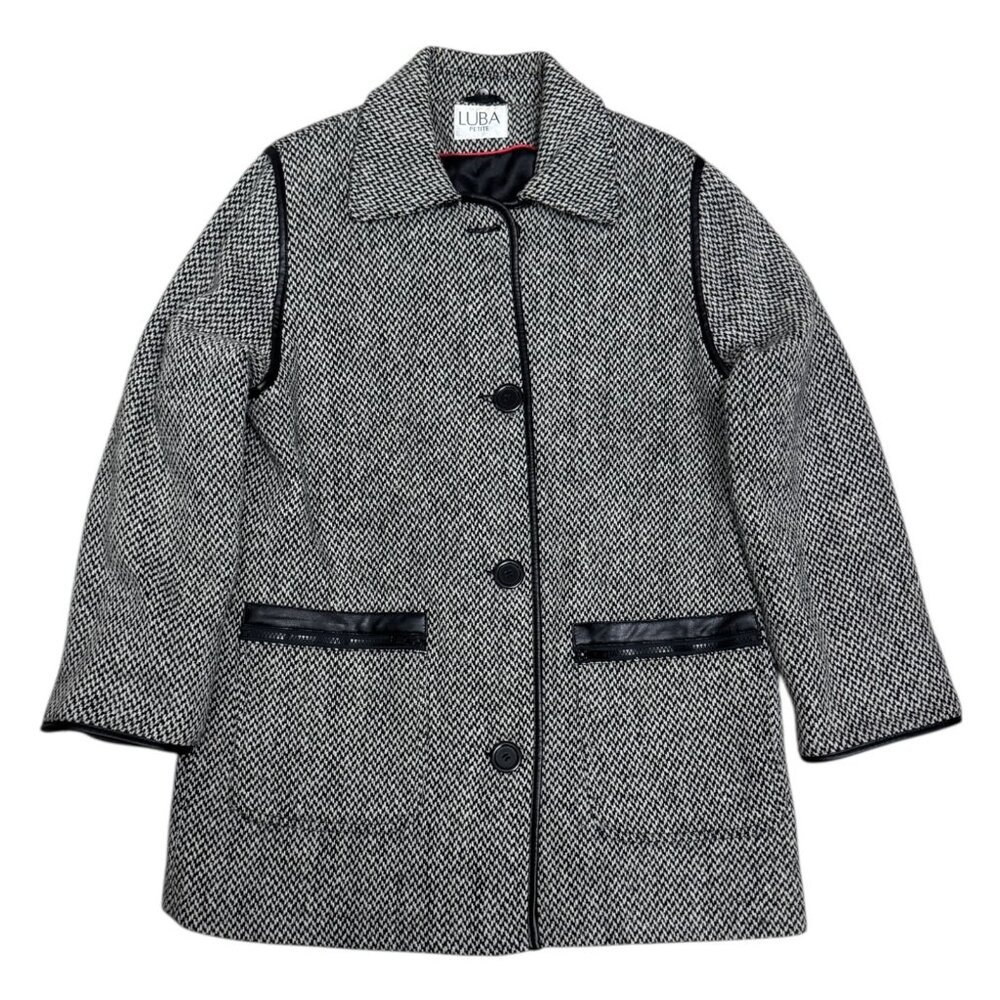 LUBA Wool Blend Vintage Retro Casual Winter Trench Pea Coat Womens 8 Petite